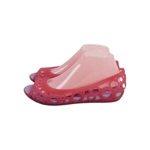 Crocs Women's Candy Pink Adrina III Peep Toe Slip-On Ballet Flat Size 9